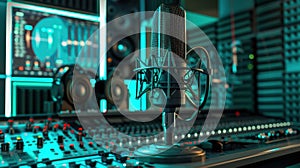 The Microphone in Studio Environment. AI generated