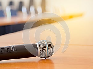 Microphone On the table at the meeting room.