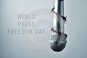 Microphone and text world press freedom day