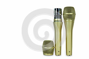 Microphone, Three Dimensional, Cut Out, Gold - Metal, Gold Colored