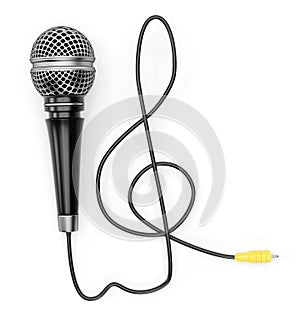 Microphone with treble clef shaped cable