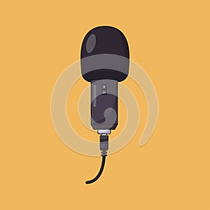 Microphone Vector Icon Illustration with Outline for Design Element, Clip Art, Web, Landing page, Sticker, Banner. Flat Cartoon