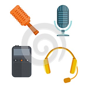 Microphone vector icon isolated interview music TV tool show voice radio broadcast audio live record studio sound media