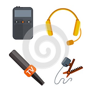 Microphone vector icon isolated interview music TV tool show voice radio broadcast audio live record studio sound media