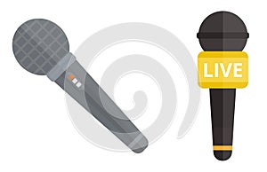 Microphone vector icon isolated interview music TV web broadcasting vocal tool show voice radio broadcast audio live