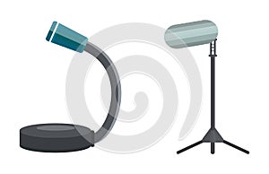 Microphone vector icon isolated interview music TV web broadcasting vocal tool show voice radio broadcast audio live