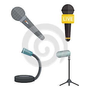 Microphone vector icon isolated interview music TV web broadcasting vocal tool show voice radio broadcast audio live