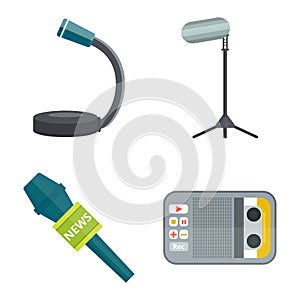 Microphone vector icon isolated interview music TV web broadcasting vocal tool show voice radio broadcast audio live