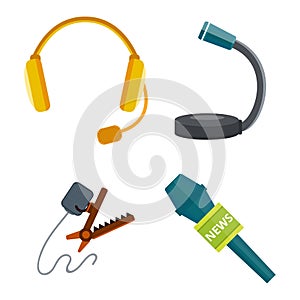 Microphone vector icon isolated interview music TV web vocal tool show voice radio broadcast audio live record studio