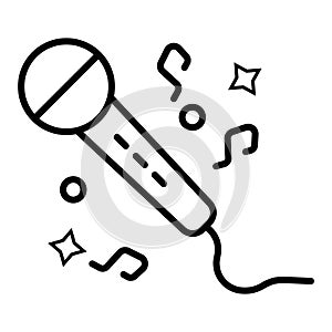 Microphone Vector Icon, Microphone surrounded by notes symbol. S photo
