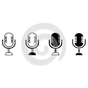 Microphone vector icon set. audio illustration sign collection. broadcast symbol on white background.