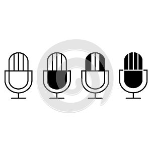 Microphone vector icon set. audio illustration sign collection. broadcast symbol on white background.