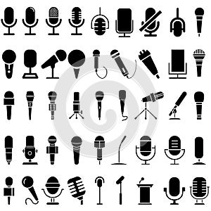 Microphone vector icon set. audio illustration sign collection. broadcast symbol on white background.