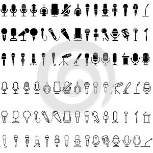 Microphone vector icon set. audio illustration sign collection. broadcast symbol on white background.