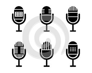 Microphone vector icon set isolated on white background. podcast icon vector. Voice vector icon, Record. Microphone -