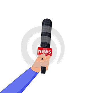 Microphone vector. News illustration. News on TV and radio. Interview.Flat design