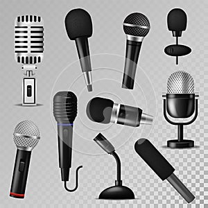 Microphone vector sound music audio voice mic recorder karaoke studio radio record phonetic vintage old and modern