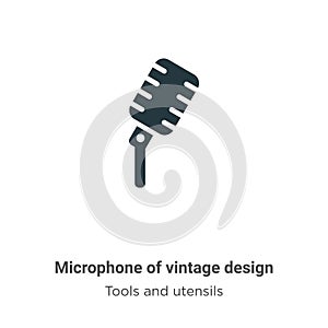 Microphone of vintage design vector icon on white background. Flat vector microphone of vintage design icon symbol sign from