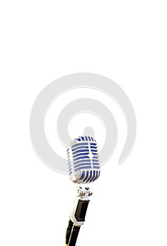 Microphone vintage style on white background. image for object., background and copy space. equipment of sound,