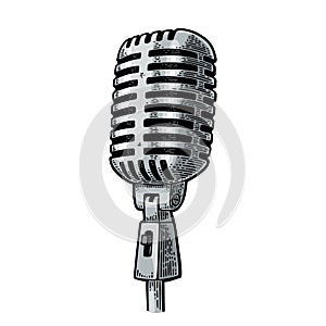 Microphone. Vintage vector black engraving illustration