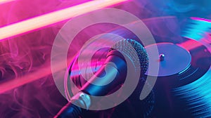 The microphone and vinyl record.AI generated image