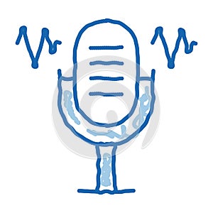 Microphone Waves doodle icon hand drawn illustration