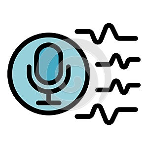 Microphone waves icon color outline vector