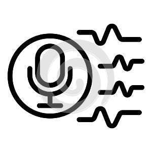 Microphone waves icon, outline style