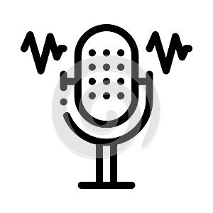 Microphone Waves Icon Vector Outline Illustration