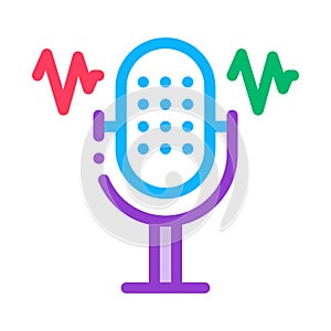 Microphone Waves Icon Vector Outline Illustration