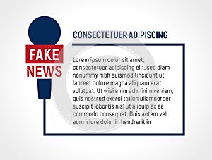 Microphone wire frame with text, fake news, false broadcast vector illustration. Newsletter template, vector