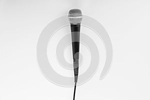 Microphone with wire on white background