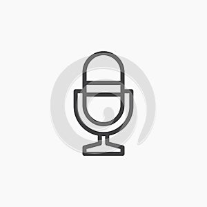 Microphoneline in Thin line black color. flat simple vector symbols illustration