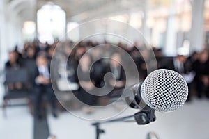 Microphones on the funeral podium