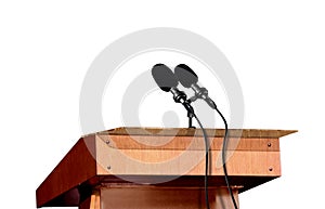 Microphones on the podium
