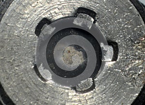 Microphoto of Americium source from old smoke alarm.