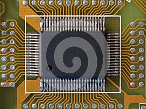 Microphoto of an integrated microcircuit