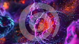 Microphotograph capturing the formation of memory B and T cells during lymphocyte activation providing longterm photo