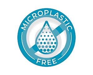 Microplastic free icon of biodegradable and plastic free package tag, vector sign. Microplastic free bottle label and stamp photo
