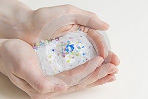 Microplastic particles in salt. pollution of the environment and ocean