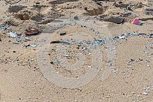 Microplastic pollution littering Waimanalo Beach photo