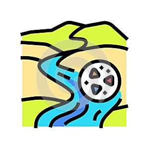 microplastic pollution river color icon vector illustration