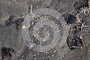 Microplastics on a beach. Famara Beach, Lanzarote photo