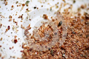 Microplastics inside the soil. Concept of global warming and climate change.