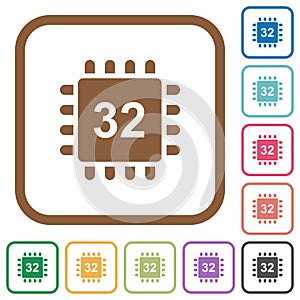 Microprocessor 32 bit architecture simple icons