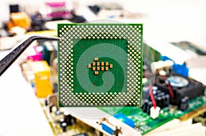 microprocessor cpu, close-up