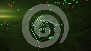 Microprocessor is encoding digital code 3D rendering illustration