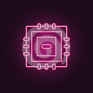 microprocessor icon. Elements of Manufacturing in neon style icons. Simple icon for websites, web design, mobile app, info