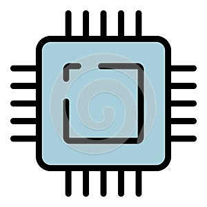 Microprocessor icon color outline vector