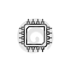 Microprocessor, Microchip line icon